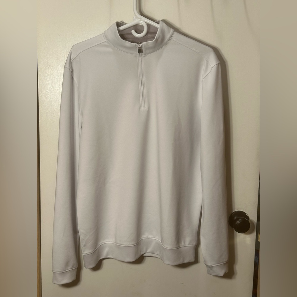 Jonnie-O White 1/4 Zip Up pullover sweatshirt with Ribbed Cuffs men’s M